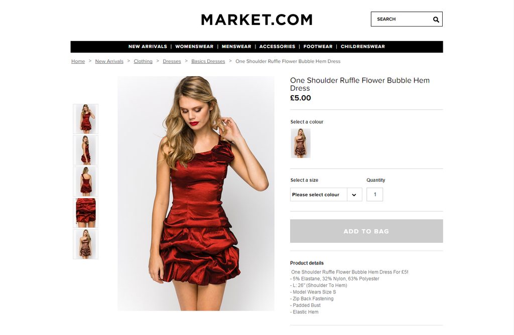 Market.com e-commerce website demonstrating an online retail customer experience